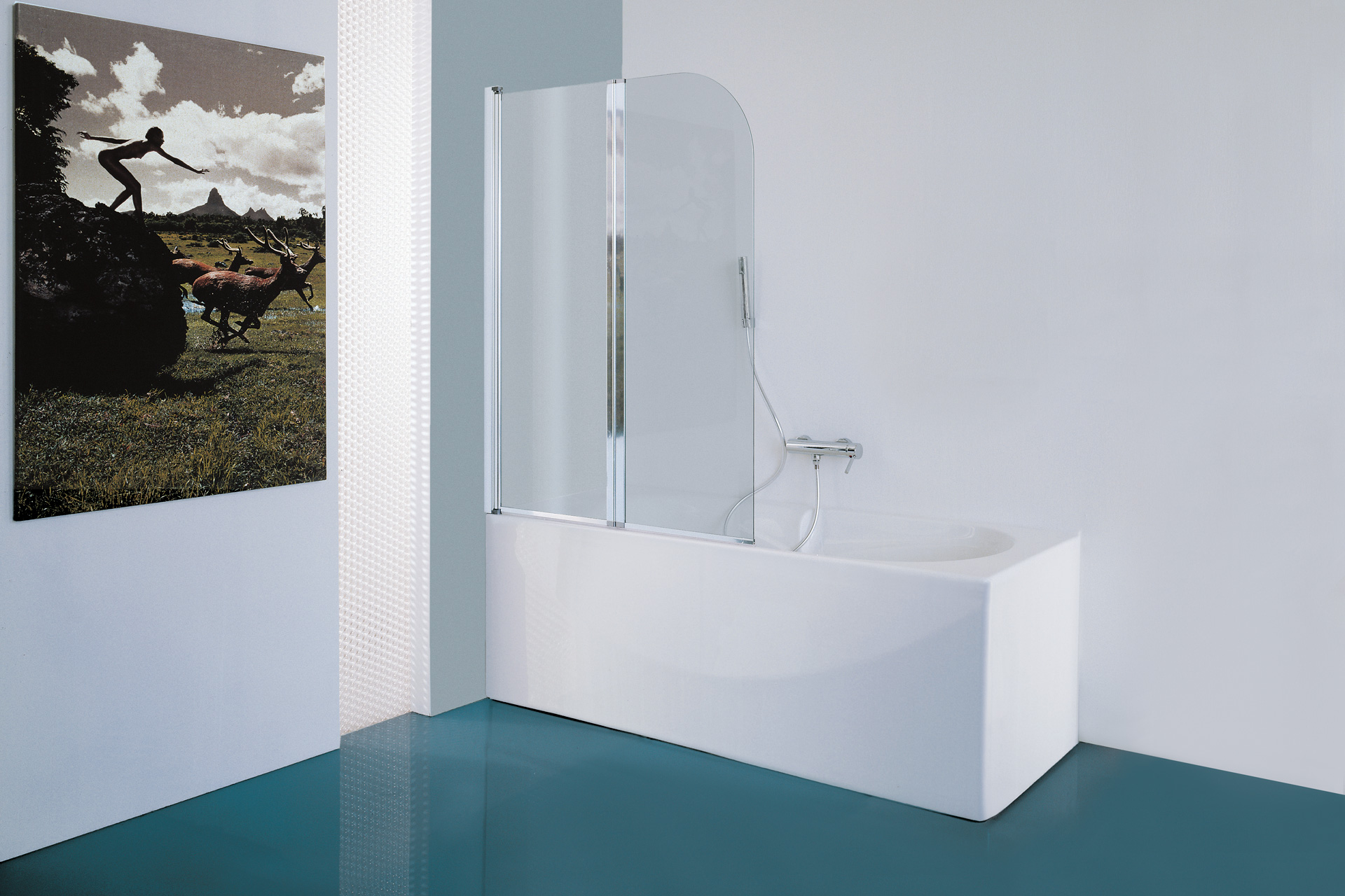Bifolding bath screen with two panels