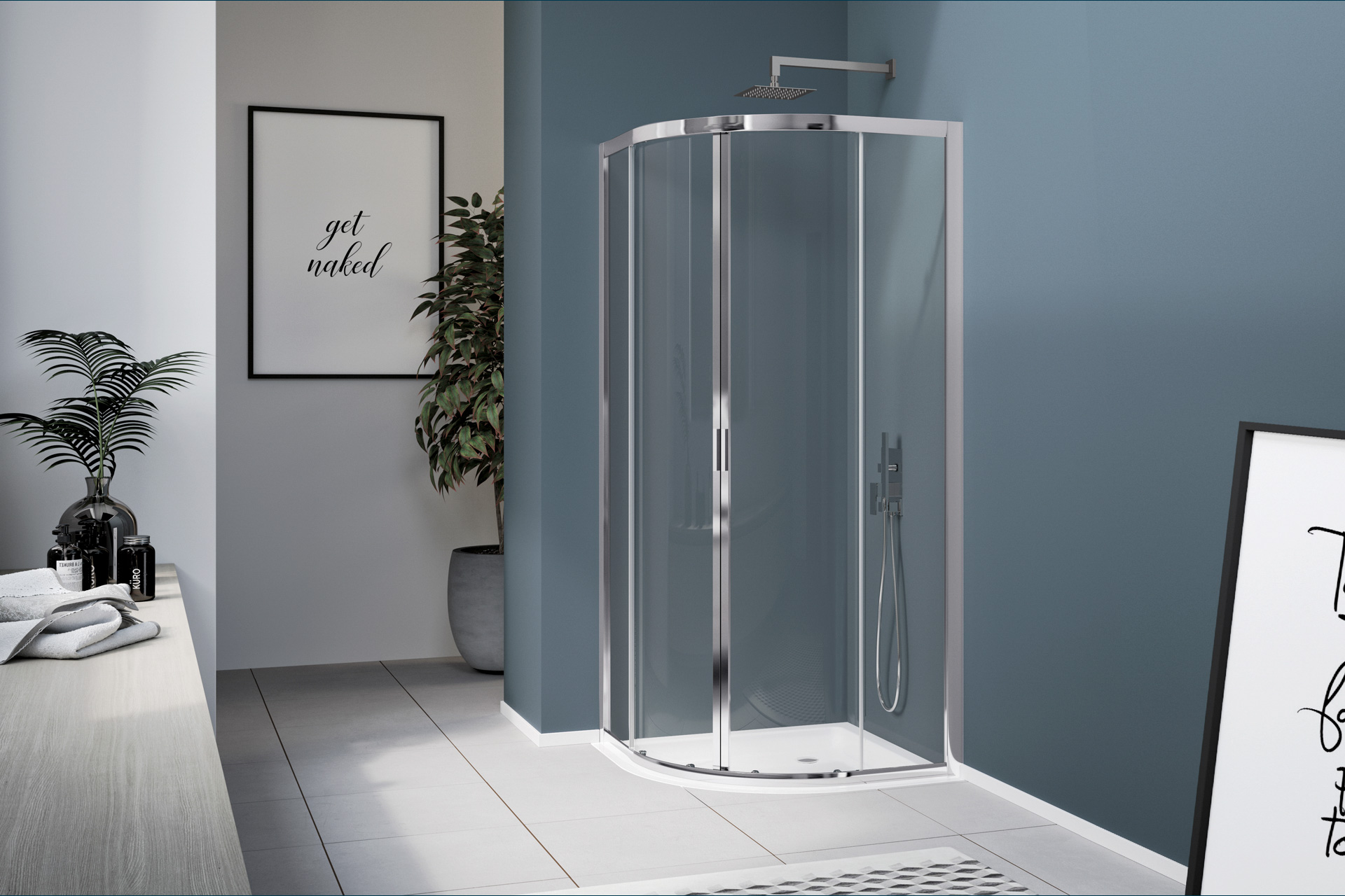 Rectangular corner shower enclosure