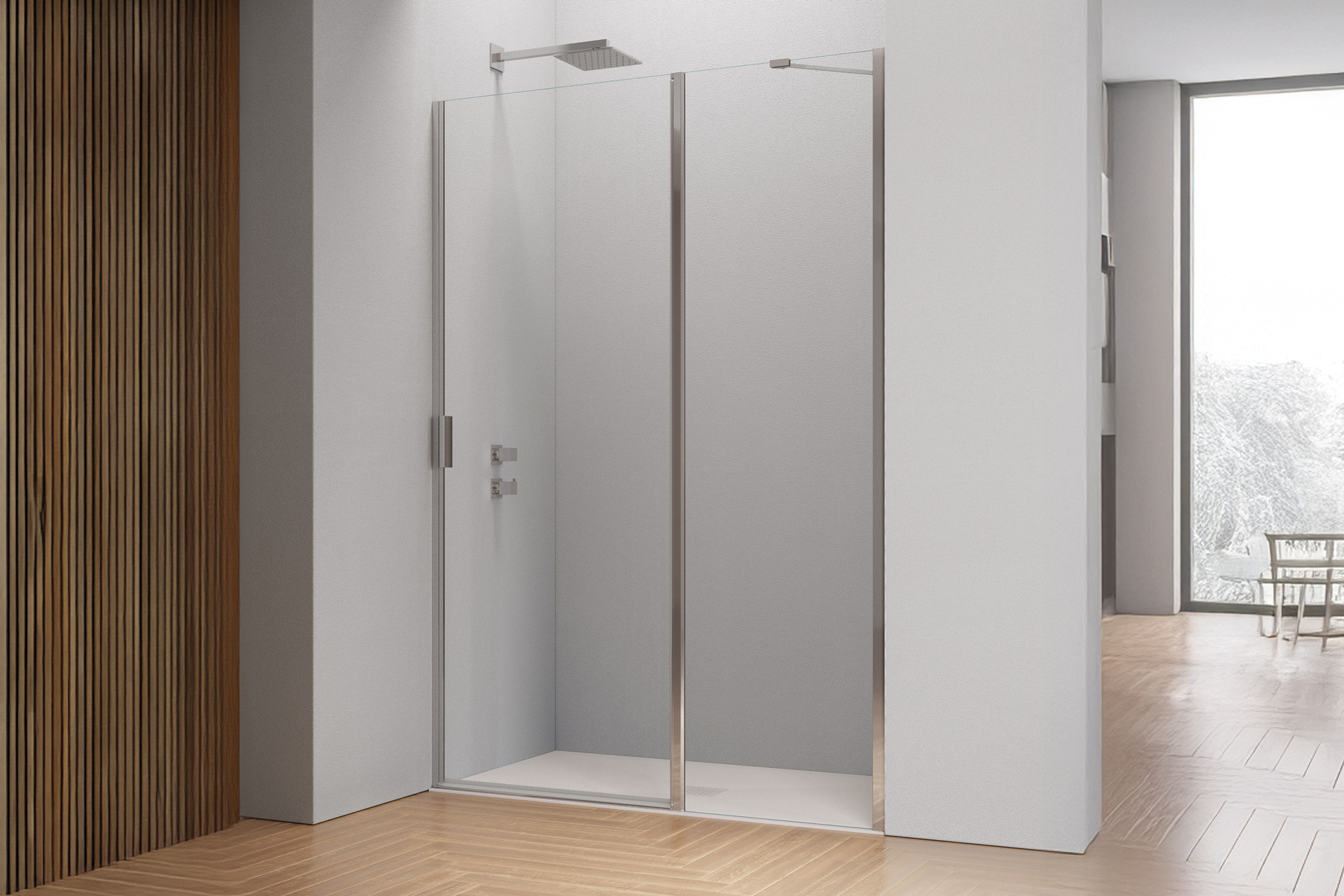 Porta battente con fisso in linea