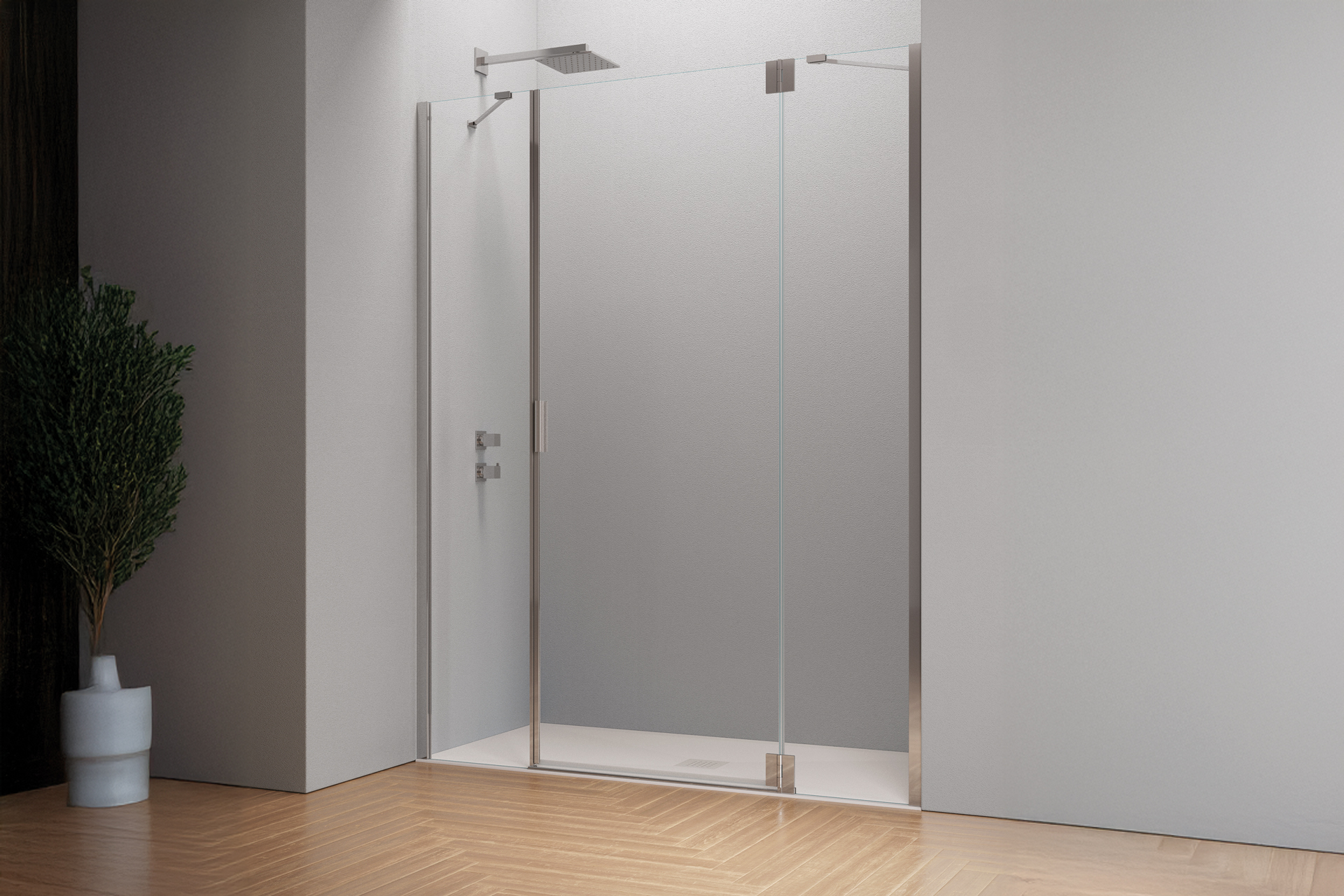 Porta battente con due fissi in linea