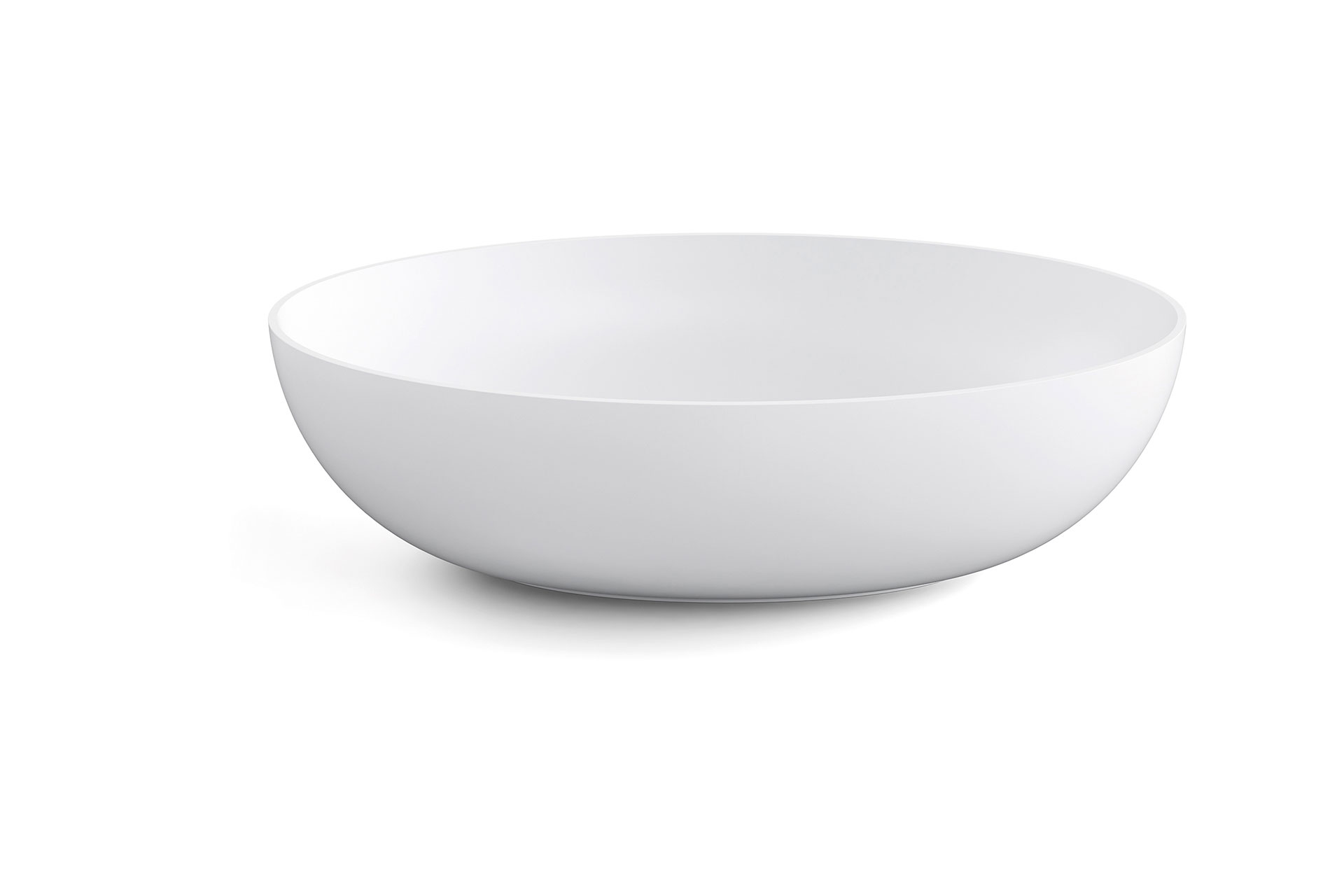Oval countertop washbasin without free waste water drain