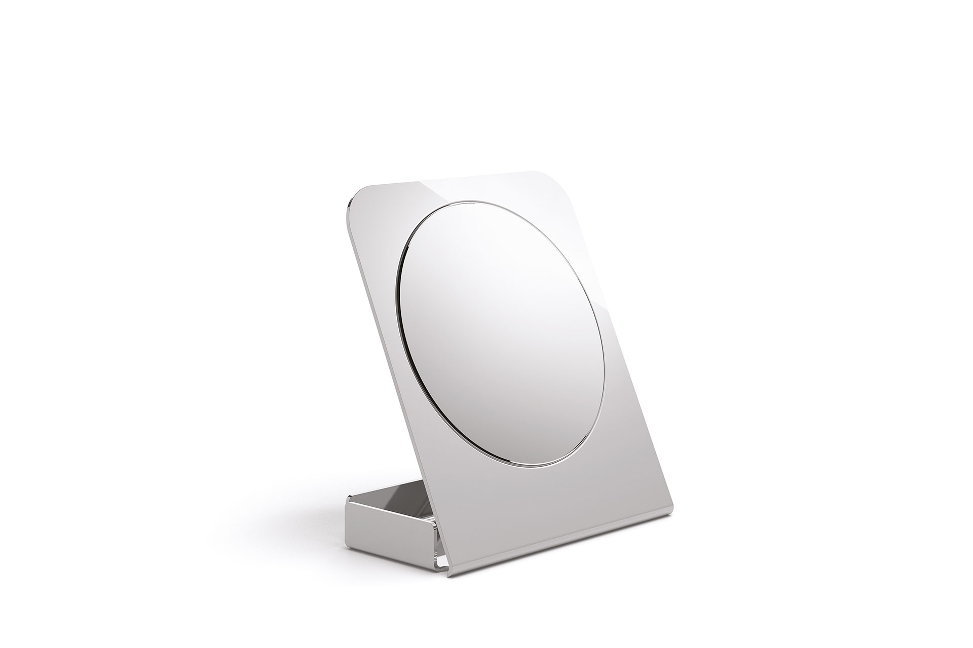 Magnifying table mirror with container