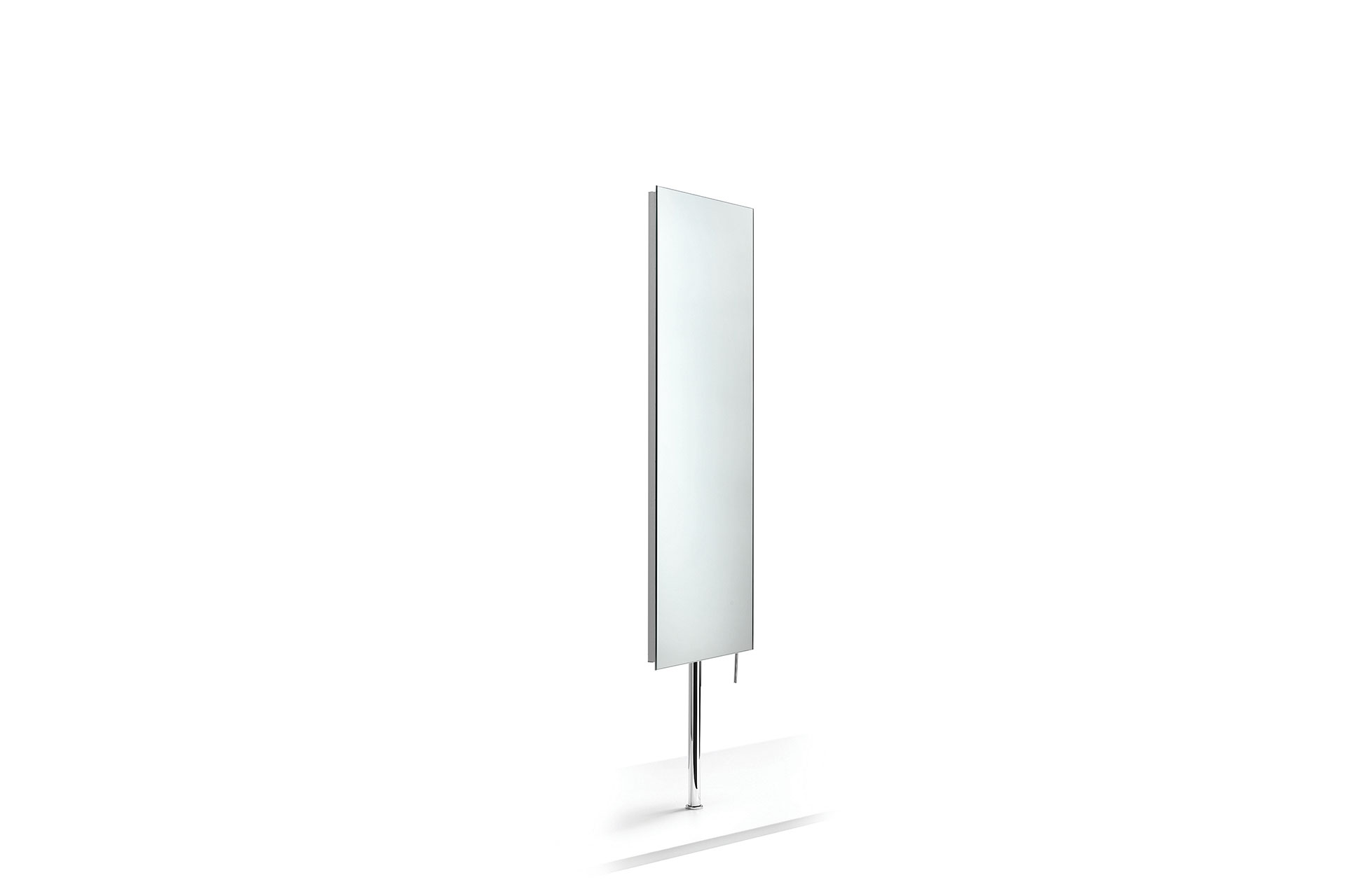 Revolving polished sides mirror with top fixing, back side in stainless steel