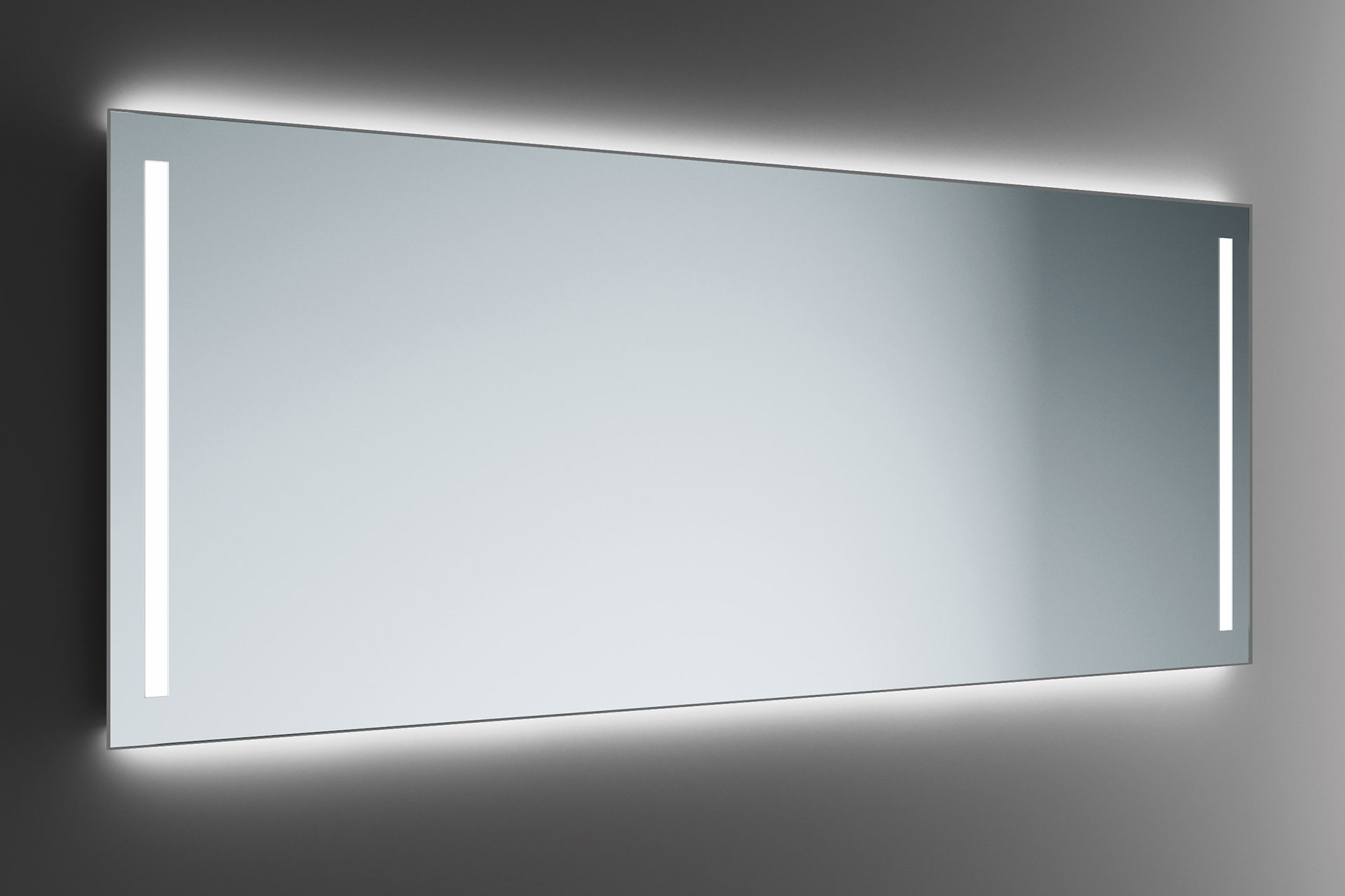 Specchio con luce frontale e ambientale superiore e inferiore